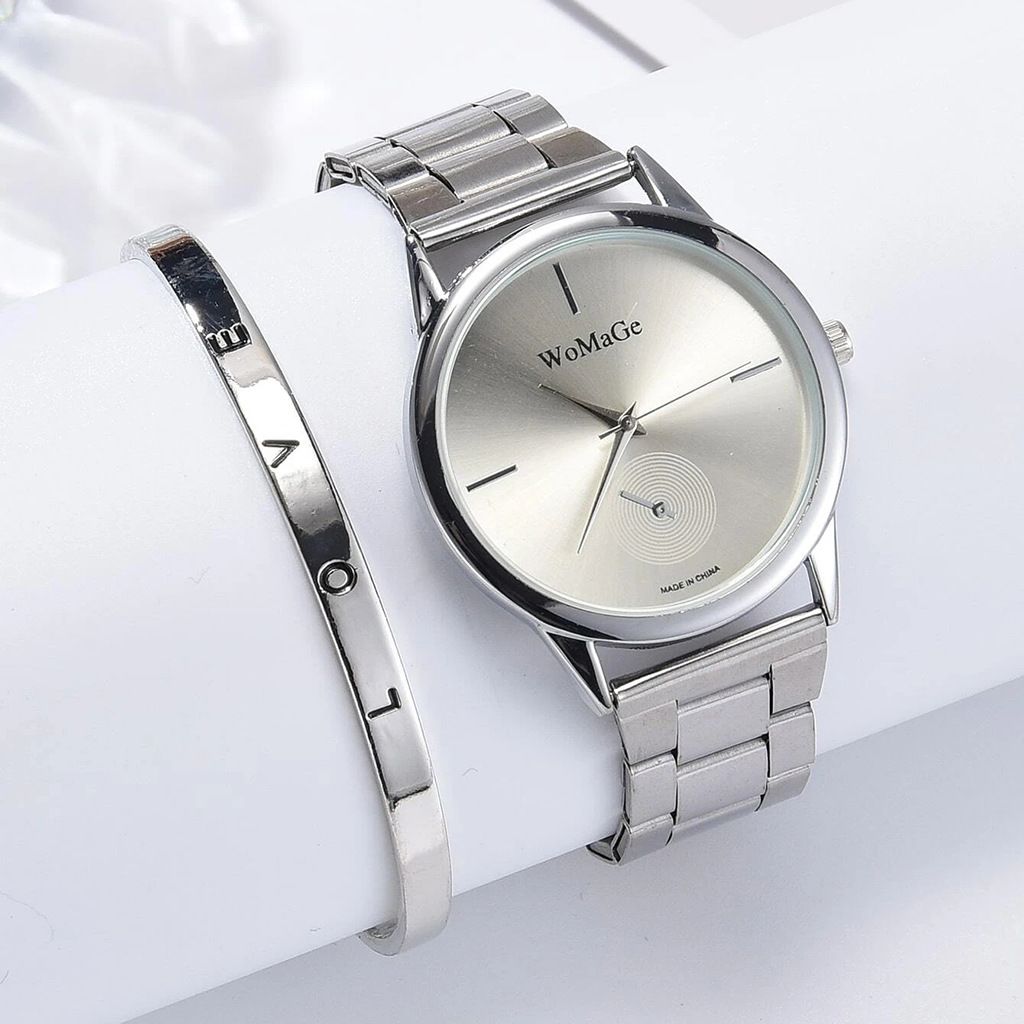 Women Watch Set Luxury Silver Dress Quartz Watch Bracelet Ladies Sports Wrist Watch Clock Gift Woman