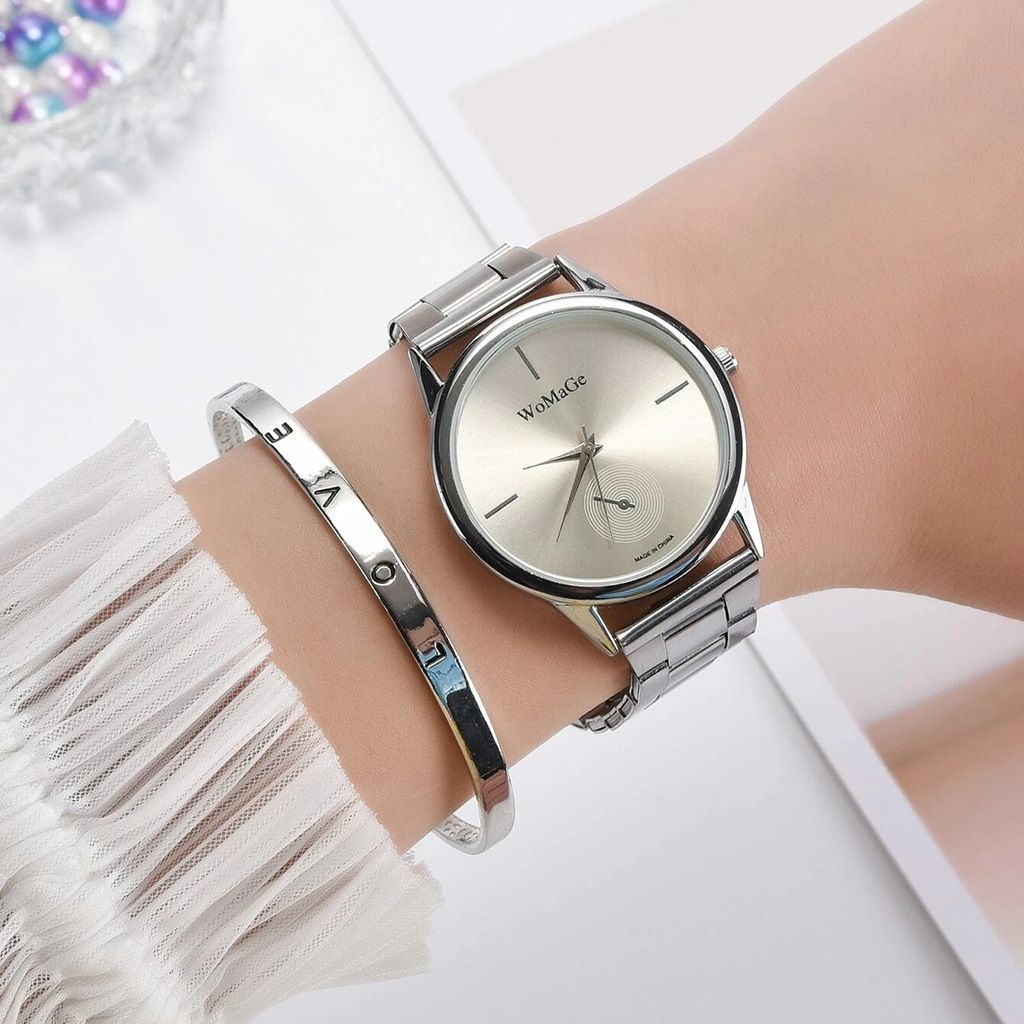 Women Watch Set Luxury Silver Dress Quartz Watch Bracelet Ladies Sports Wrist Watch Clock Gift Woman