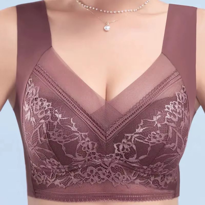 FallSweet Seamless Ice Silk Push Up Bra for Women Wireless Lace Bralette Plus Size Brassiere Summer Comfort Underwear Lingerie