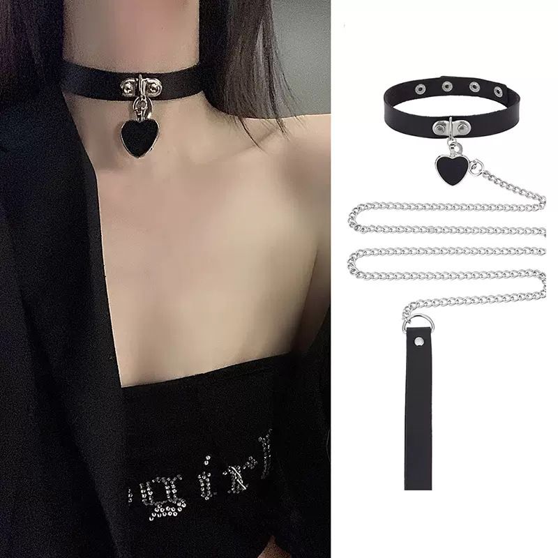 Different Style Hip Hop Leather Choker Necklace Women Men Harajuku Gothic Punk Sexy Circle Tassel Chain Necklace Jewelry