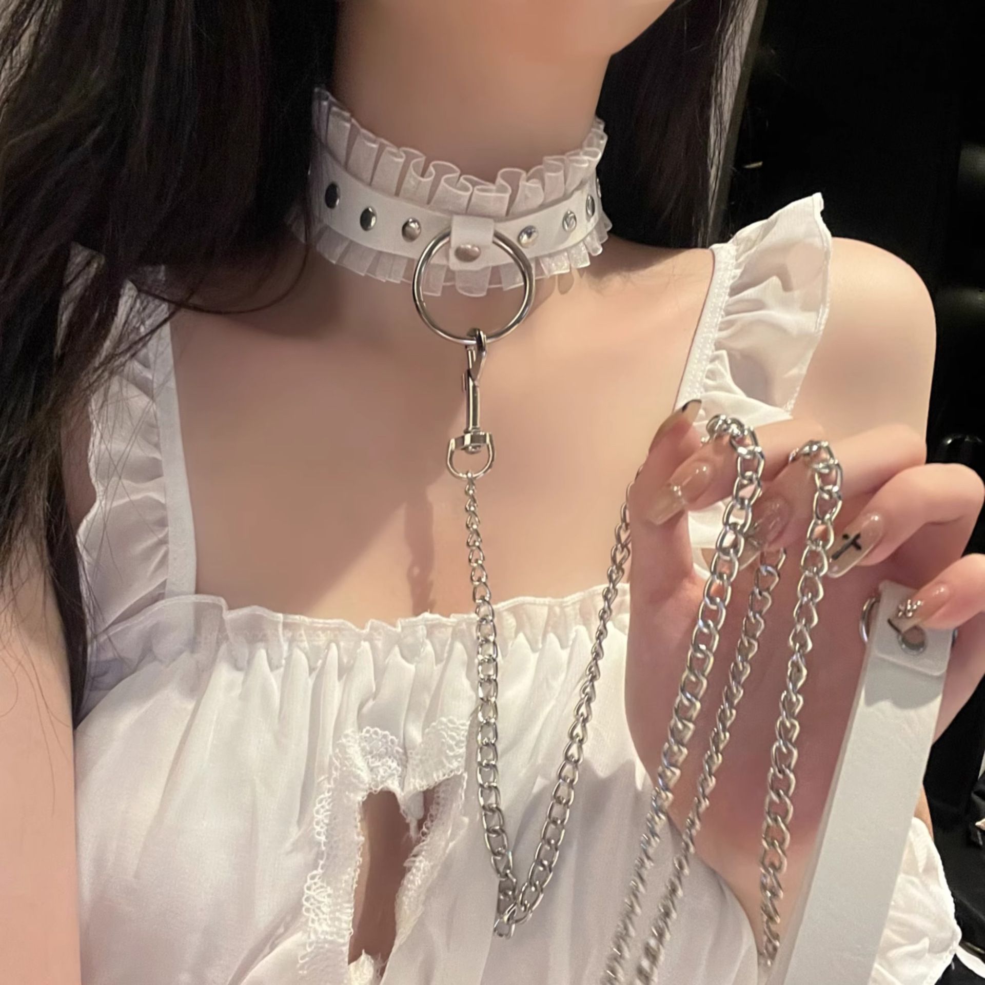 Different Style Hip Hop Leather Choker Necklace Women Men Harajuku Gothic Punk Sexy Circle Tassel Chain Necklace Jewelry