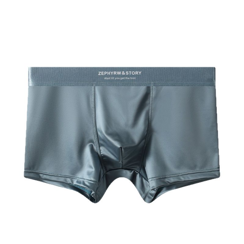Luxury Summer Smooth Cool Ice Silk Satin-like Men's Boxershort Panties Solid Underpants Breathable Mesh Crotch Male Underwear