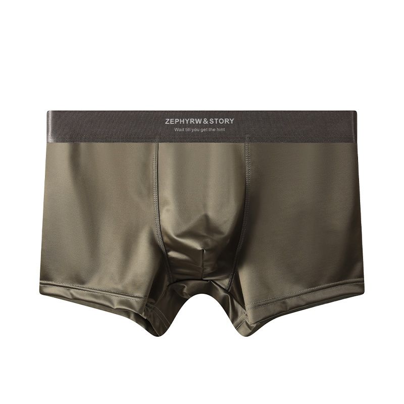 Luxury Summer Smooth Cool Ice Silk Satin-like Men's Boxershort Panties Solid Underpants Breathable Mesh Crotch Male Underwear