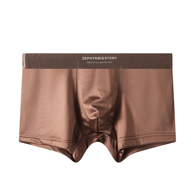 Luxury Summer Smooth Cool Ice Silk Satin-like Men's Boxershort Panties Solid Underpants Breathable Mesh Crotch Male Underwear