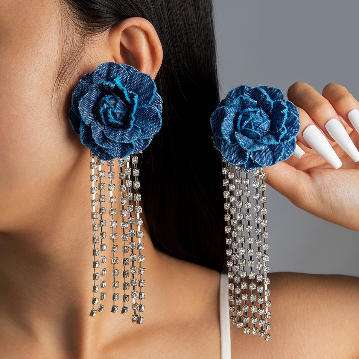 Bohemian Women Long tassel Earrings Simulation Rose Egg Flower Pendant Earrings Exquisite Party Jewelry Accessories