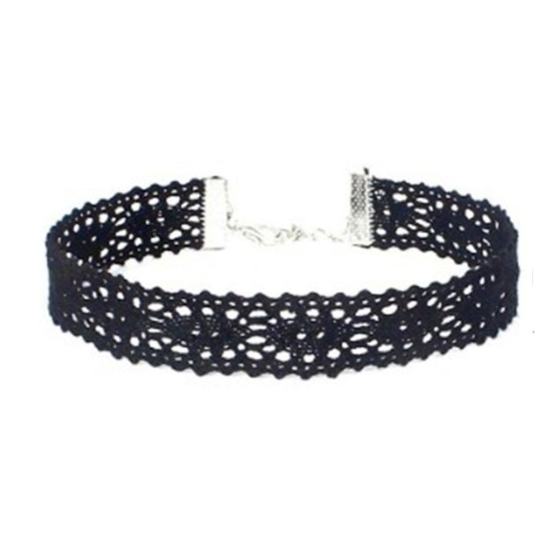 6Pcs/Set Black Lace Chokers Necklace Set Vintage Gothic Punk Elastic Necklace Women'S Jewelry 1Sets