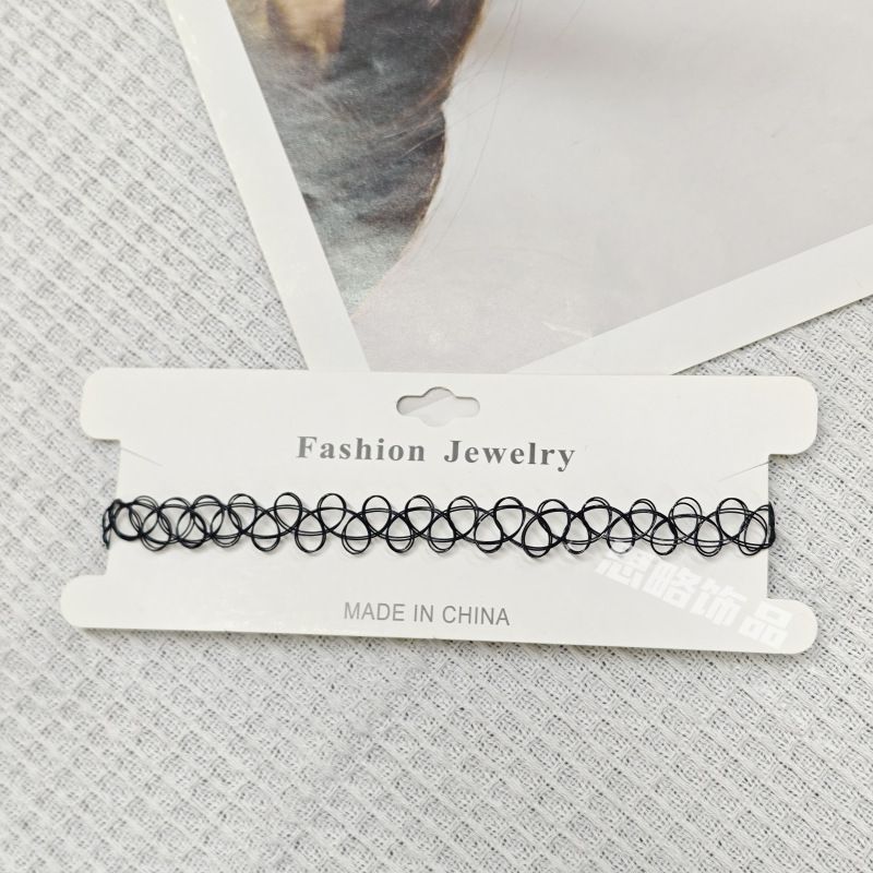 6Pcs/Set Black Lace Chokers Necklace Set Vintage Gothic Punk Elastic Necklace Women'S Jewelry 1Sets