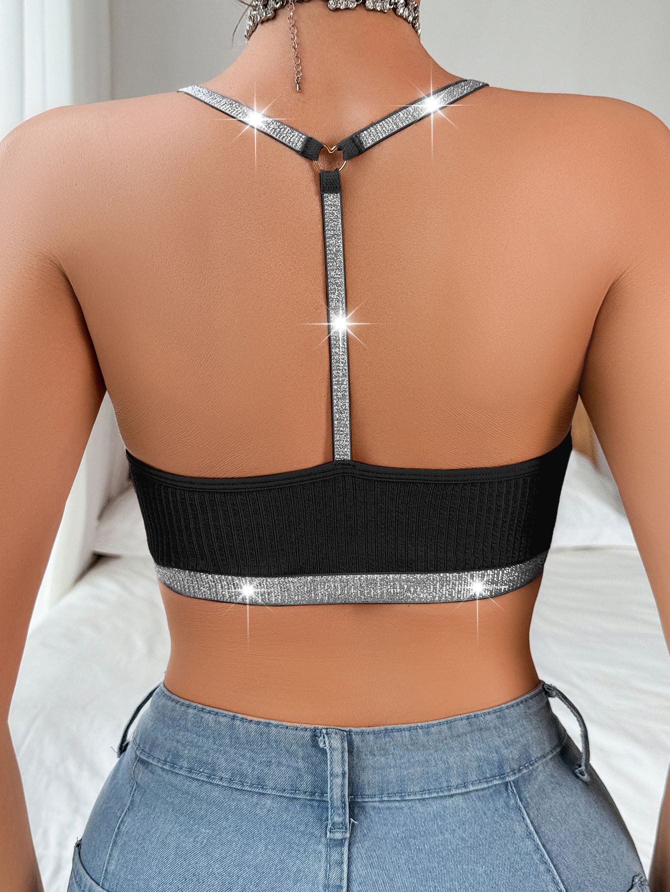 Women Lace Floral Ribbed Camisole Sexy Brassiere Female Underwear Comfortable Backless Bras New Fashion Ladies Lingerie