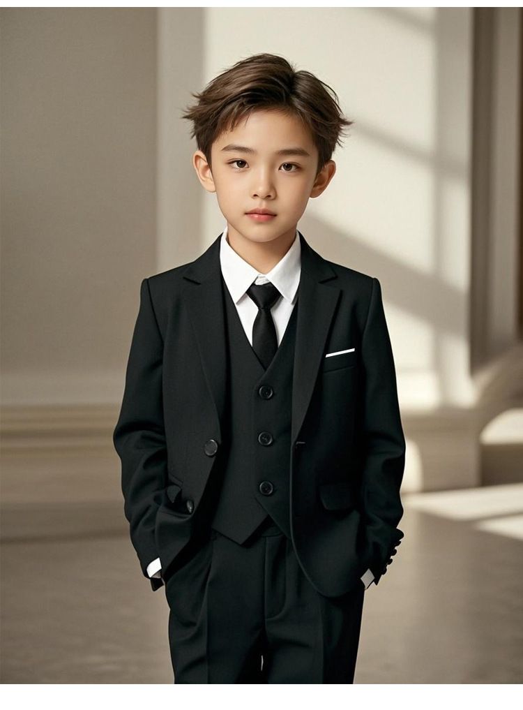 Boys' Suit Set English-Style Children's Suit Jacket Handsome Boy's Host Dress Piano Performance Attire