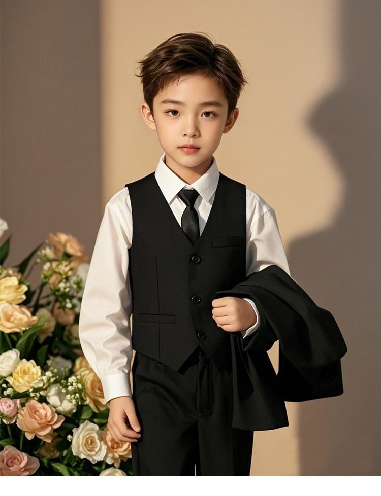 Boys' Suit Set English-Style Children's Suit Jacket Handsome Boy's Host Dress Piano Performance Attire