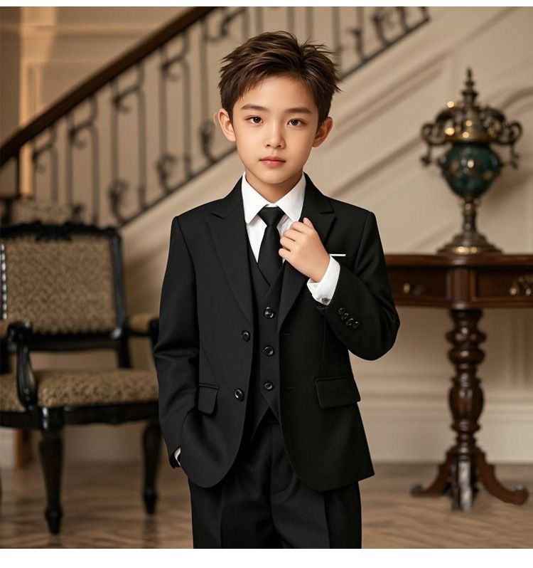 Boys' Suit Set English-Style Children's Suit Jacket Handsome Boy's Host Dress Piano Performance Attire
