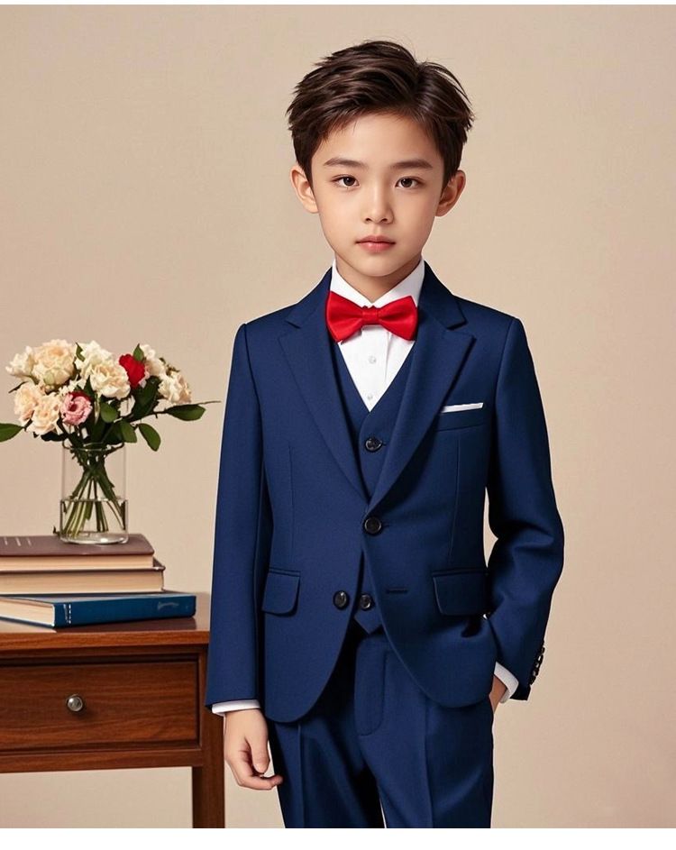 Boys' Suit Set English-Style Children's Suit Jacket Handsome Boy's Host Dress Piano Performance Attire