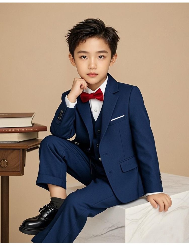 Boys' Suit Set English-Style Children's Suit Jacket Handsome Boy's Host Dress Piano Performance Attire