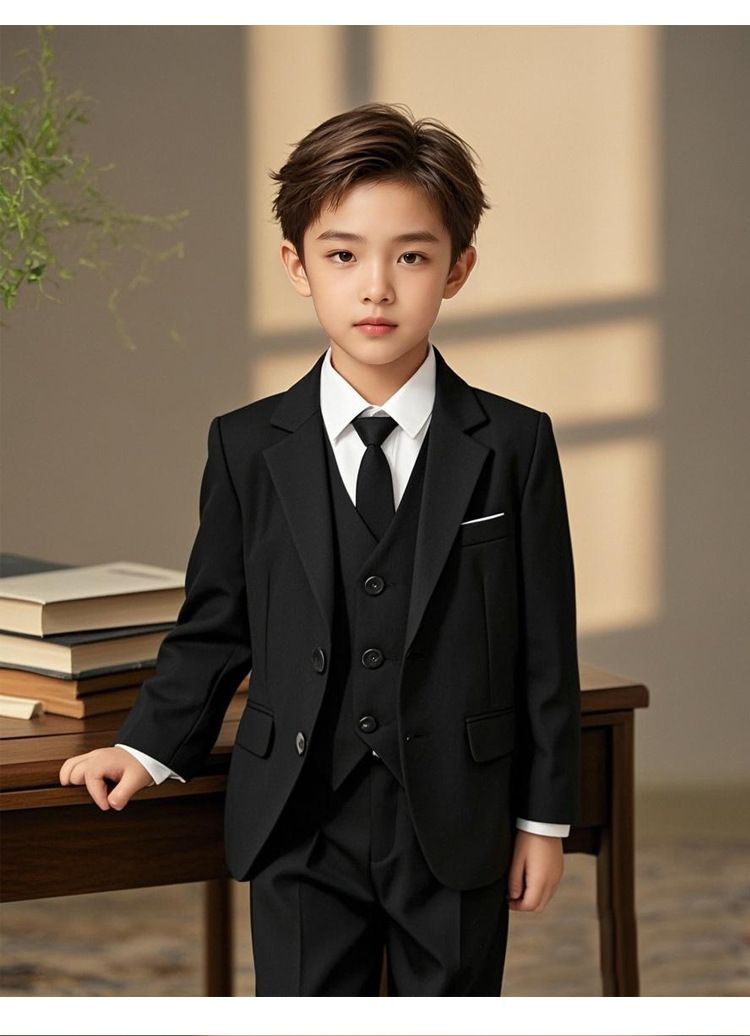 Boys' Suit Set English-Style Children's Suit Jacket Handsome Boy's Host Dress Piano Performance Attire