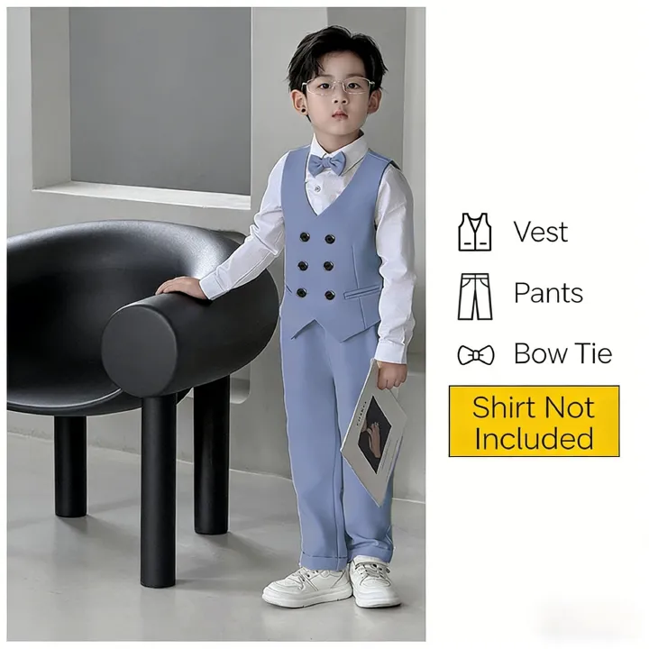 British Style Boys Suit Set - Formal Host/Birthday/Graduation/Performance Outfit for Kids (Ages 4-12)