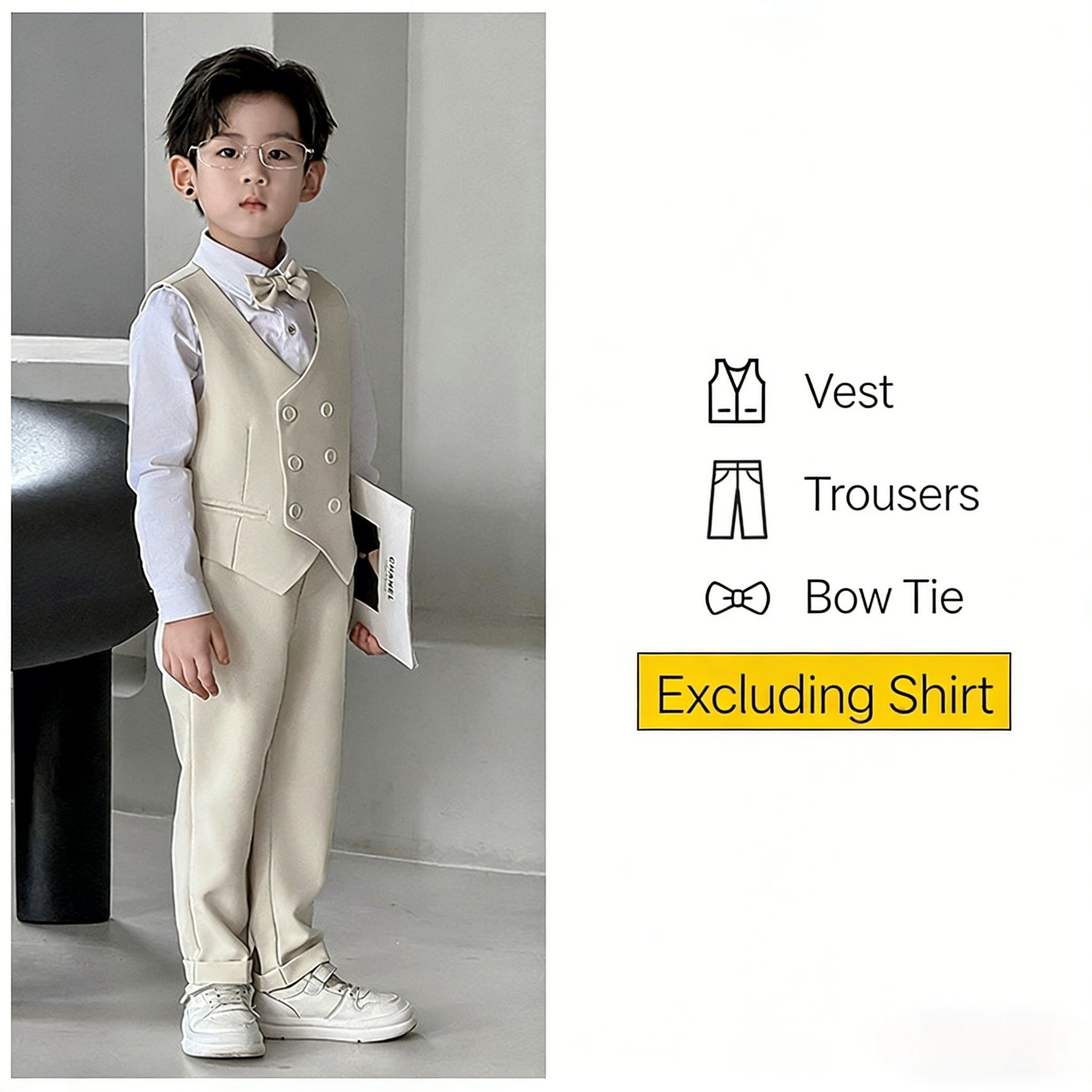 British Style Boys Suit Set - Formal Host/Birthday/Graduation/Performance Outfit for Kids (Ages 4-12)