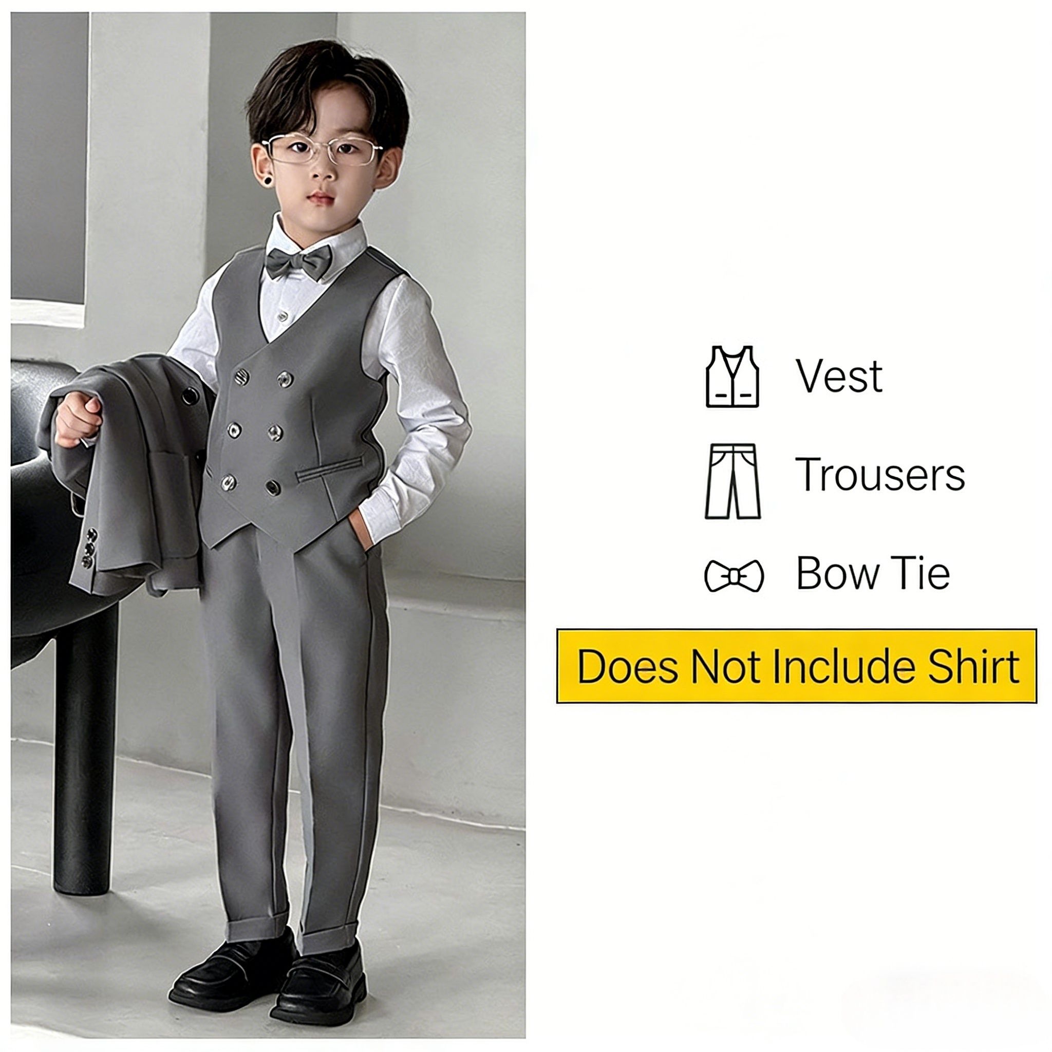 British Style Boys Suit Set - Formal Host/Birthday/Graduation/Performance Outfit for Kids (Ages 4-12)