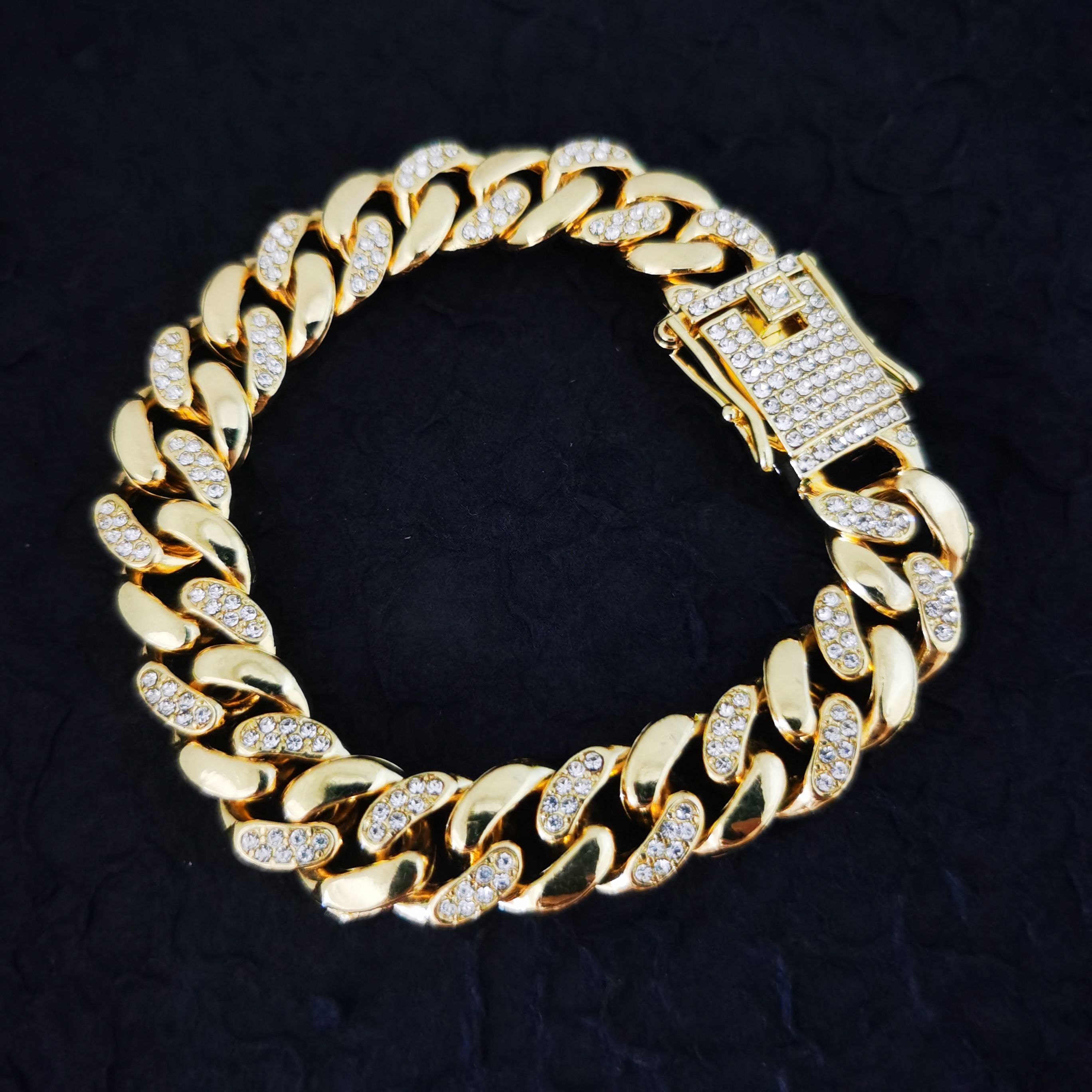 1pc rapper bangles miami cuban chain bracelet men/man/women cuban link chain high glossy & shinny iced out bling bling imported rhinestone faux diamond cuban link chain ankle bracelet anklet