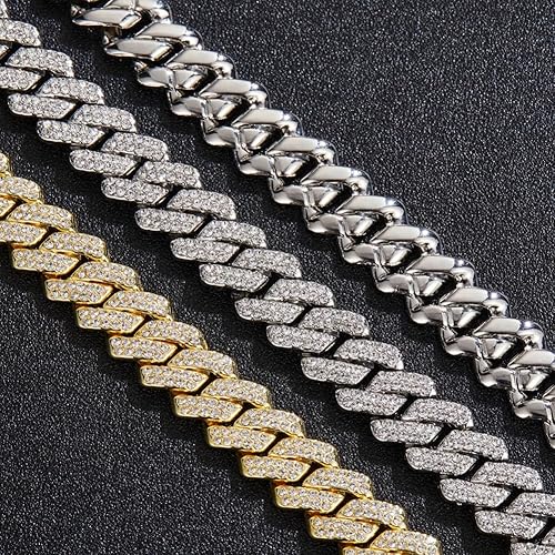 1pcs luxury chain jewellery miami cuban chain link necklace gift bracelet rapper hip hop dangles men /women bling bling iced out chain necklace link for man/woman fashion jewelry  accessories