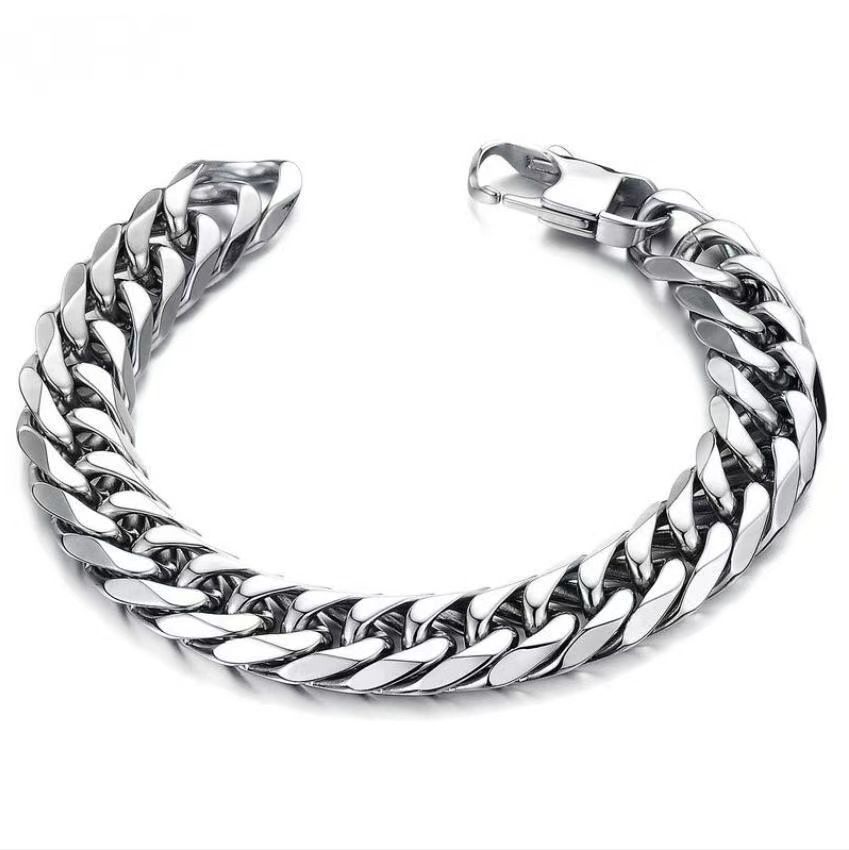 Men hand/wrist chain bracelet jewelry stainless steel non tarnish skin friendly cuban chain hip hop rapper jewelry accessories valentines gift for boyfriend