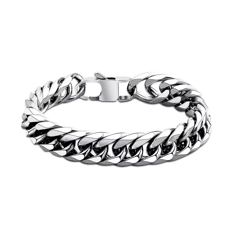 Men hand/wrist chain bracelet jewelry stainless steel non tarnish skin friendly cuban chain hip hop rapper jewelry accessories valentines gift for boyfriend