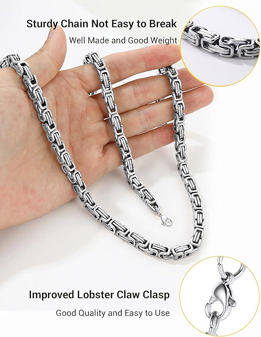 Aesthetic chain jewellry men/women necklace bracelet Byzantine Link Necklace for man woman rapper hip hop chain necklace stainless steel no fade necklace chain accessory jewelry for men/women/girl