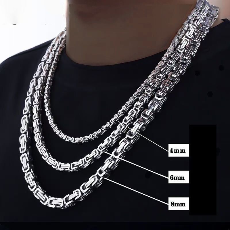 Aesthetic chain jewellry men/women necklace bracelet Byzantine Link Necklace for man woman rapper hip hop chain necklace stainless steel no fade necklace chain accessory jewelry for men/women/girl