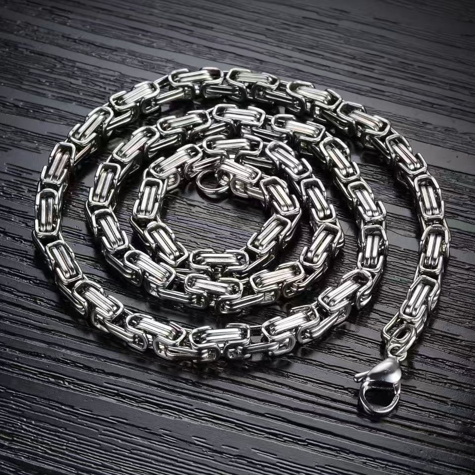Aesthetic chain jewellry men/women necklace bracelet Byzantine Link Necklace for man woman rapper hip hop chain necklace stainless steel no fade necklace chain accessory jewelry for men/women/girl