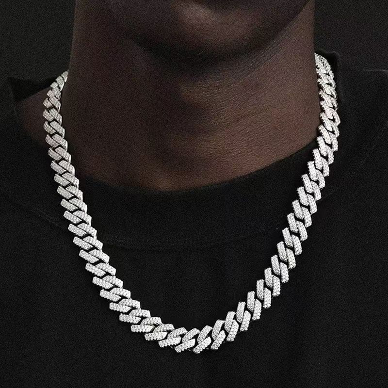 1pcs luxury chain jewellery miami cuban chain link necklace gift bracelet rapper hip hop dangles men /women bling bling iced out chain necklace link for man/woman fashion jewelry  accessories