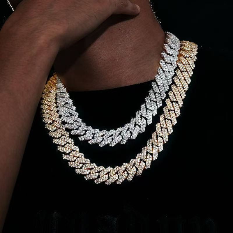 1pcs luxury chain jewellery miami cuban chain link necklace gift bracelet rapper hip hop dangles men /women bling bling iced out chain necklace link for man/woman fashion jewelry  accessories