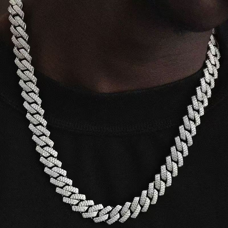 1pcs luxury chain jewellery miami cuban chain link necklace gift bracelet rapper hip hop dangles men /women bling bling iced out chain necklace link for man/woman fashion jewelry  accessories