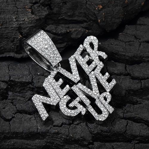 pendant men/women with letter never give up hip hop fashion rapper pendant man women bling bling iced out letter pendant accessories jewelry fashion jewlery for men/women/girl