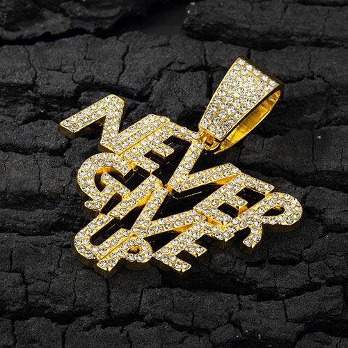 pendant men/women with letter never give up hip hop fashion rapper pendant man women bling bling iced out letter pendant accessories jewelry fashion jewlery for men/women/girl