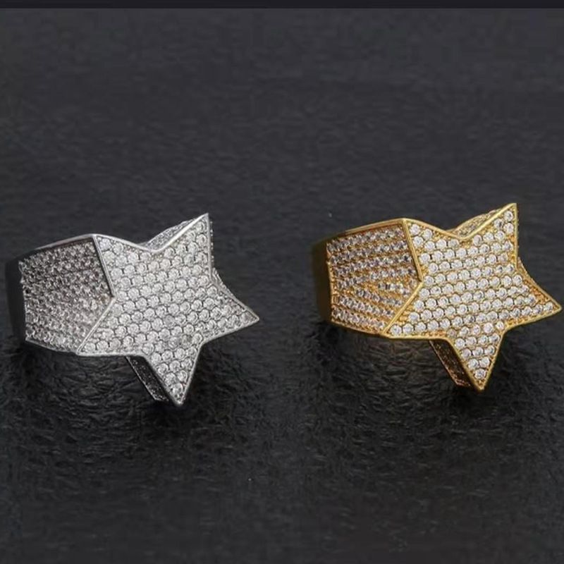 Rapper hip hop rings men/man,ice out bling bling ring for men, star shape ring for men body jewelry fashion accessories for men/women