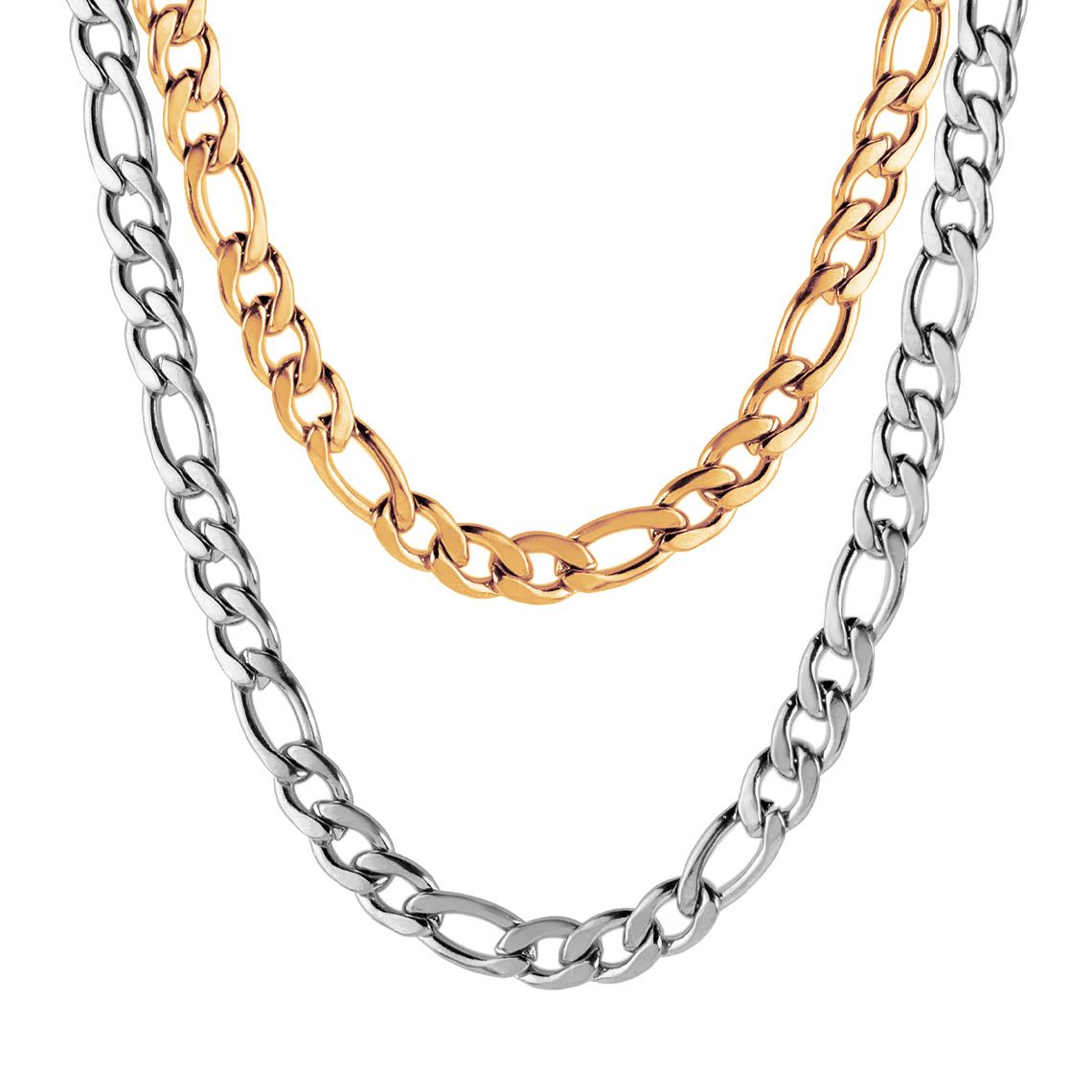men chain jewelry necklace man/men hip hop chain necklace figaro NK 3 to 1 silver  stainless steel