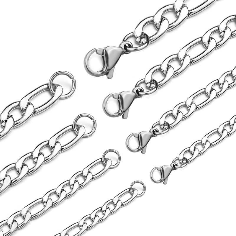 men chain jewelry necklace man/men hip hop chain necklace figaro NK 3 to 1 silver  stainless steel