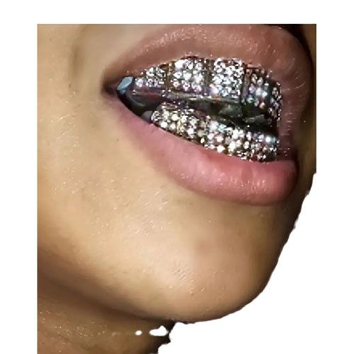 New arrival 2pcs sets of 8 top & 6 bottom teeth grillz tooth man/woman hip hop rapper iced out bling bling grillz teeth party cosmetic teeth grillz valentine gift for him/her         er