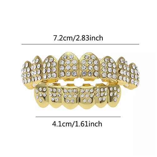 New arrival 2pcs sets of 8 top & 6 bottom teeth grillz tooth man/woman hip hop rapper iced out bling bling grillz teeth party cosmetic teeth grillz valentine gift for him/her         er