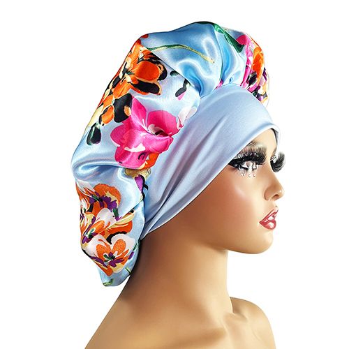 Satin sleep cap sleeping bonnet hair hat headwear scarf silk hair wrap night wear hats headscarf caps silk hair caps shower cap for women long braid with comfort adjustable band women girl gift
