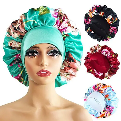Satin sleep cap sleeping bonnet hair hat headwear scarf silk hair wrap night wear hats headscarf caps silk hair caps shower cap for women long braid with comfort adjustable band women girl gift