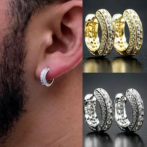 ice out earrings man hip hop rapper earrings jewelry accessories man/women bling bling hoop earrings for men/women gift for him/her