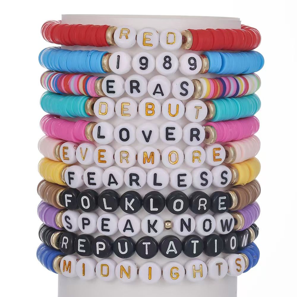 Friendship Bracelets, Inspired Letter Album Bracelets Set, Colorful Stretchy Preppy Bracelets, Singer Music Lovers Fans Concert Merch Gifts for Women/girl, polymer clay bracelet sets jewelry accessory