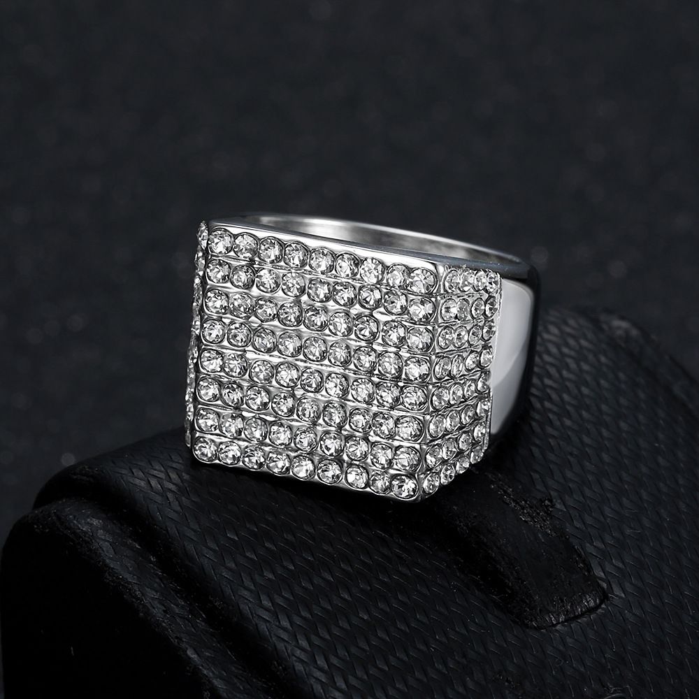 Man ring hip hop rapper ring men iced out bling ring for men gift for him men fashion accessories jewelry stainless steel fashion jewelry ring