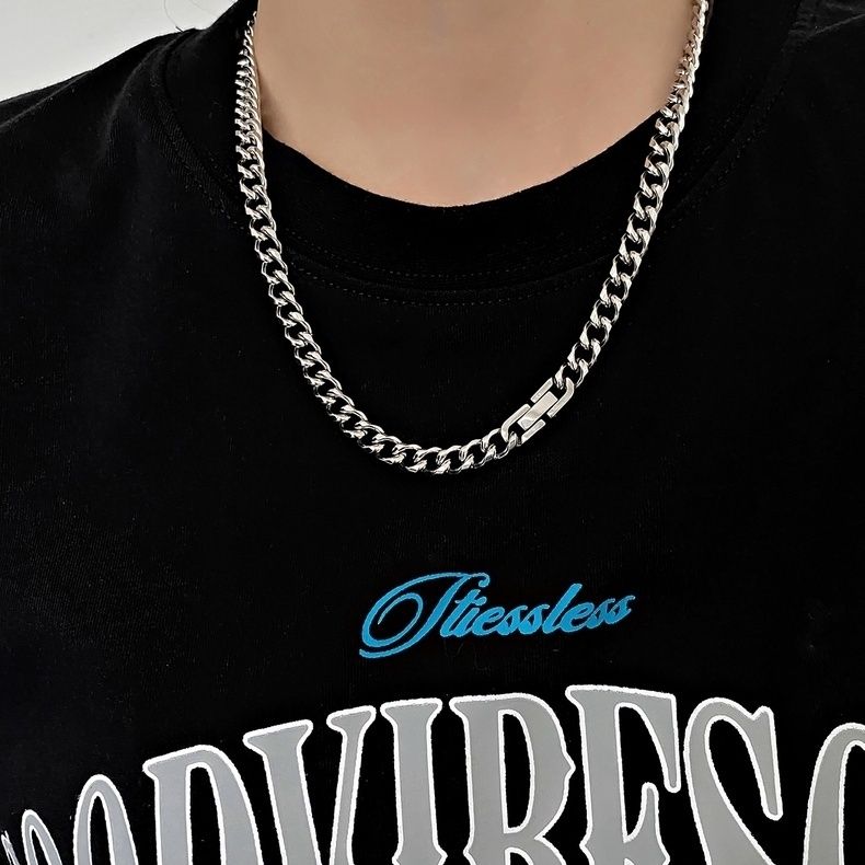 cuban link chain necklace for  man/woman stainless steel chain couple chain jewelry for boyfriend girlfriend hip hop rapper lover fashion accessory jewelry for men women gift for birthday festival