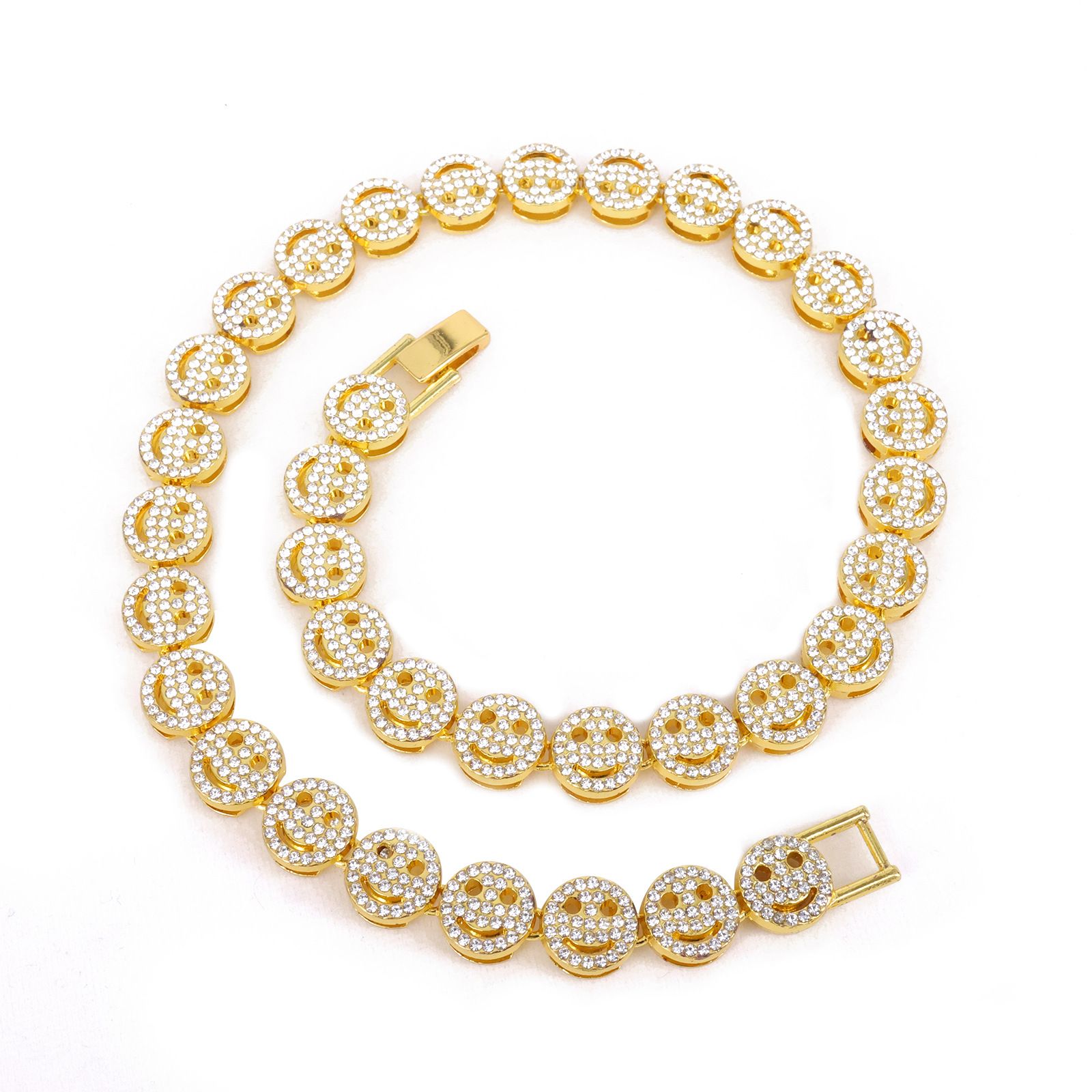 1pcs smile chain necklace lady man/woman hip hop rapper chain link iced out bling bling chain link men/women accessory jewelry gift for him/her