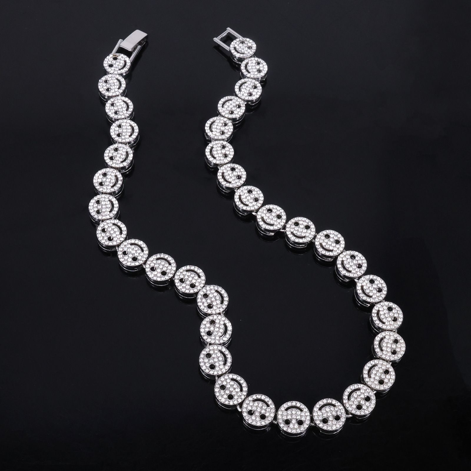 1pcs smile chain necklace lady man/woman hip hop rapper chain link iced out bling bling chain link men/women accessory jewelry gift for him/her