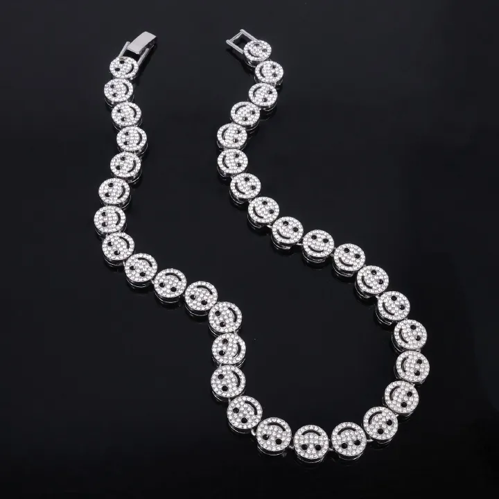 1pcs smile chain necklace lady man/woman hip hop rapper chain link iced out bling bling chain link men/women accessory jewelry gift for him/her
