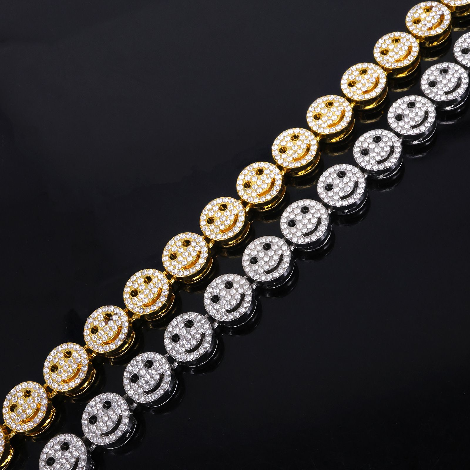 1pcs smile chain necklace lady man/woman hip hop rapper chain link iced out bling bling chain link men/women accessory jewelry gift for him/her