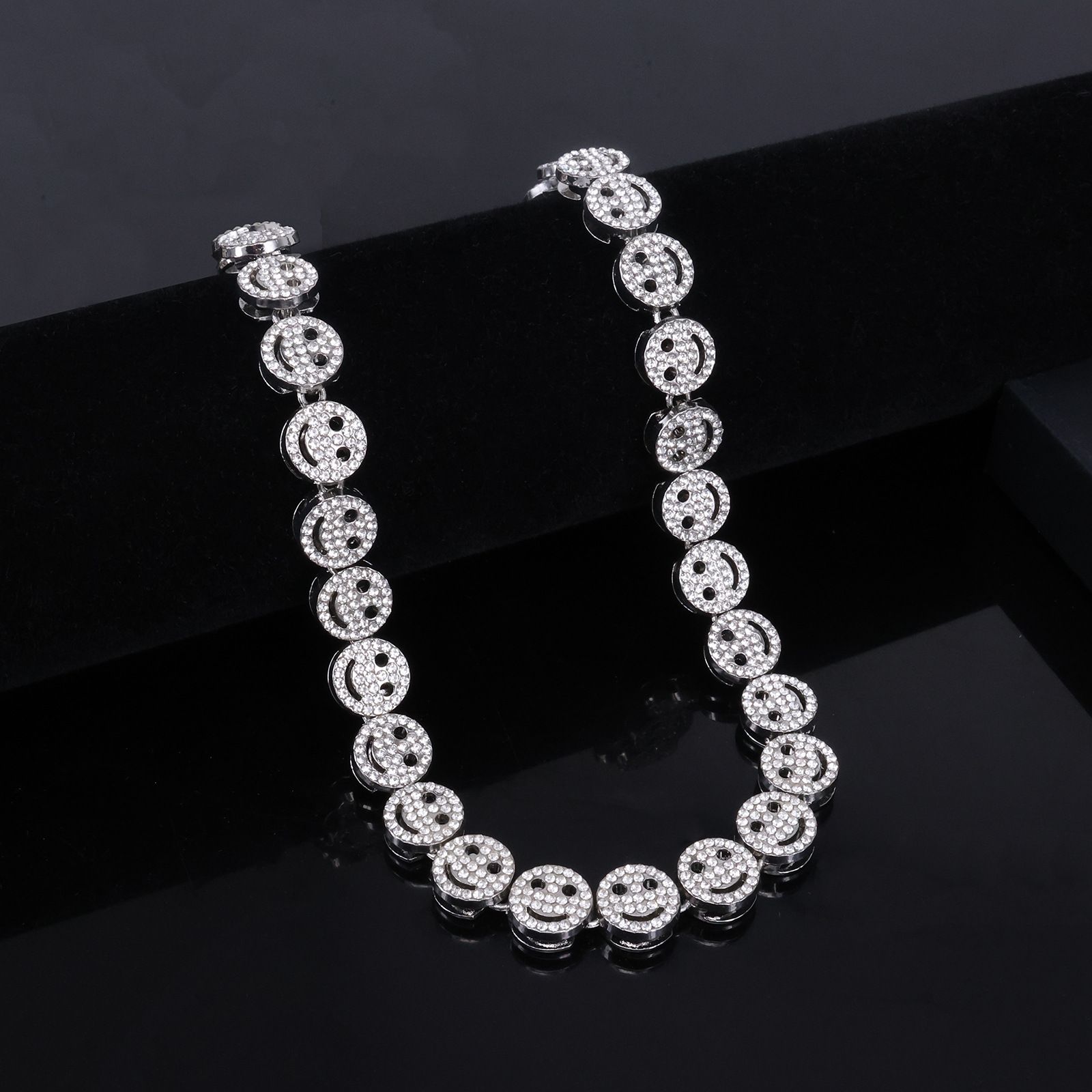 1pcs smile chain necklace lady man/woman hip hop rapper chain link iced out bling bling chain link men/women accessory jewelry gift for him/her