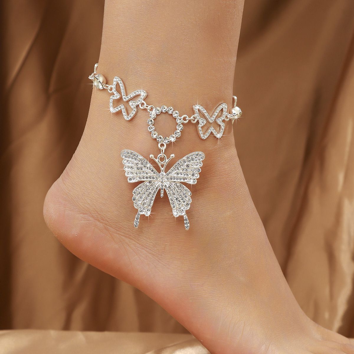 anklet bracelet chain with butterfly pendant iced butterfly anklet chain for women jewelry fashion accessories sea beach jewellry Christmas gift for her/women/ladies